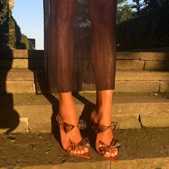 ❤️Monika Chiang Klara Brown Leather & Tortoise PVC Sandals - Picture 3 of 12